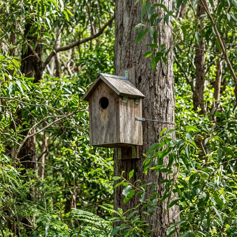 Animal nesting box installed as a humane alternative to a Bellbrae roof cavity