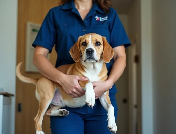 Technician respectfully transporting a deceased dog in Bellbrae